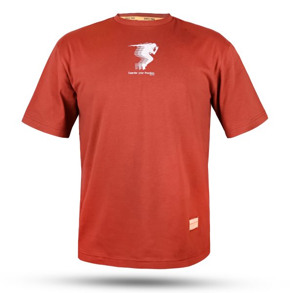 Custom Red Mens T-Shirt manufactured in bulk for athletic sportswear suppliers