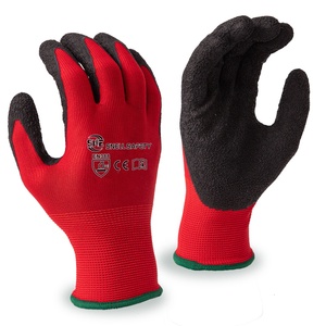 Custom Worker Hand Gloves Red Black Safety Latex Coated Work Garden Gloves