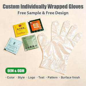 Custom Single Use Plastic Gloves Individual Wrapped PE Waterproof Oil-proof Food Gloves