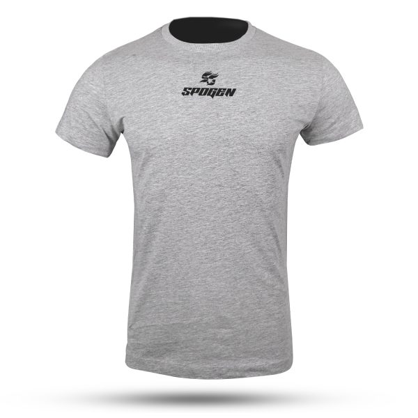 Custom Grey Sports T-Shirt manufactured by Spogen in Sialkot for athletic brands