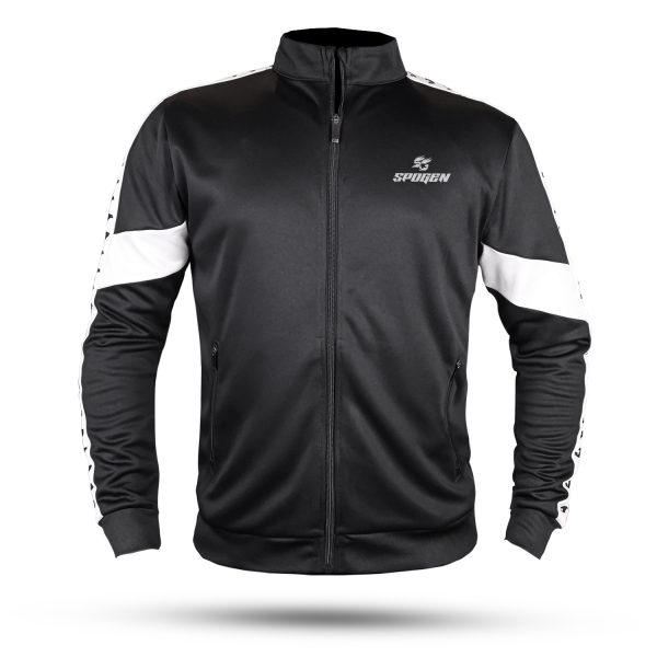 Black and White SpoGen OEM Tracksuit for team training and sportswear wholesale