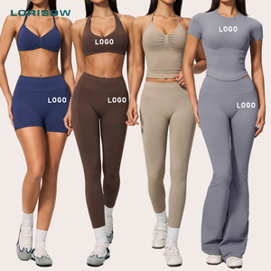 LORISOW High Quality 7 Pieces Yoga Sets Outfit Leggings Suit Seamless Short Activewear Custom Logo Sport Gym Wear For Women