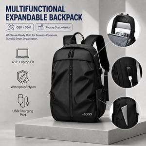 Customized Backpacks OEM ODM 17.3 Inch Tech Waterproof Nylon Business Laptop Bag