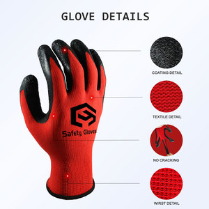 Crinkle Latex Coated Safety Gloves Construction Mechanic Work Gloves